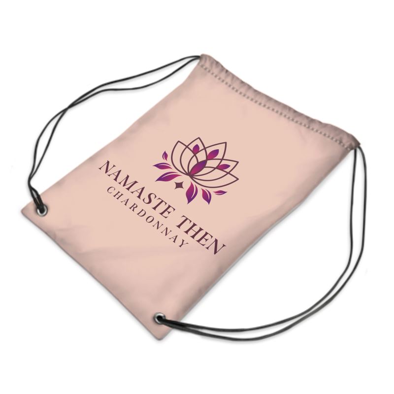 Namaste Then Chardonnay Pink Drawstring Bag - Cute Wine Lover Gift