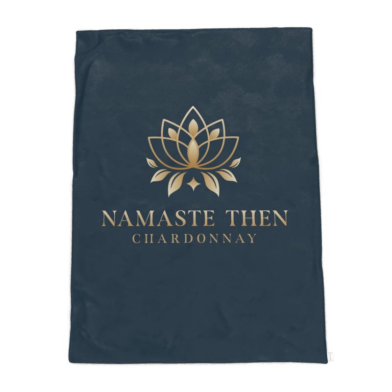 Namaste Then Chardonnay Ink Blue Sherpa Luxury Throw Blanket