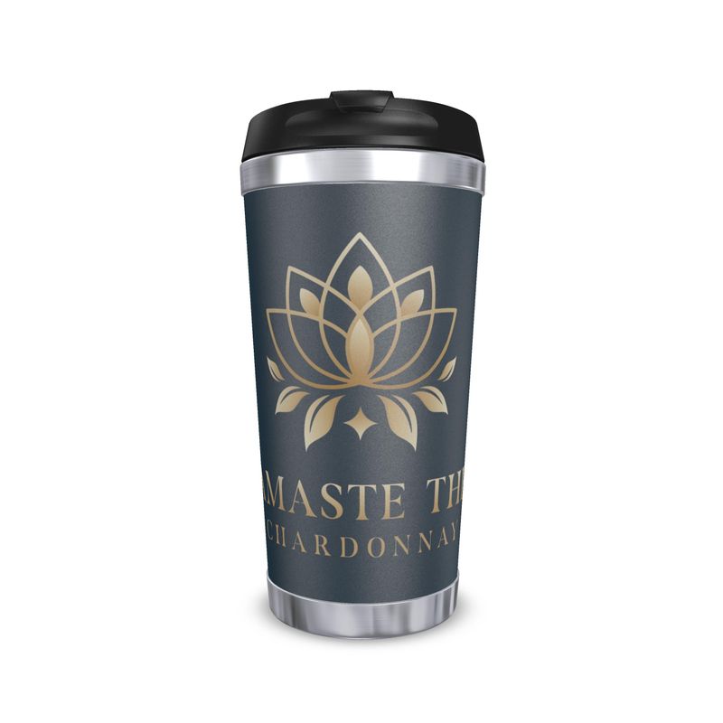 Namaste Then Chardonnay Ink Blue Travel Mug - Perfect Gift for Wine Lovers