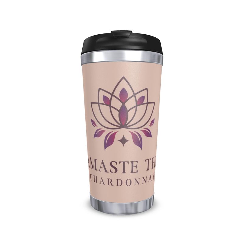 Chic Pink Travel Mug - Namaste Then Chardonnay Design