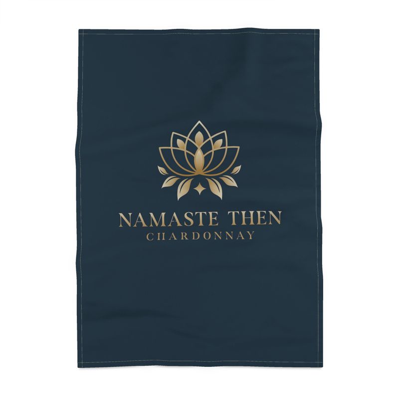 Luxury Ink Blue Tea Towel - Namaste Then Chardonnay Design