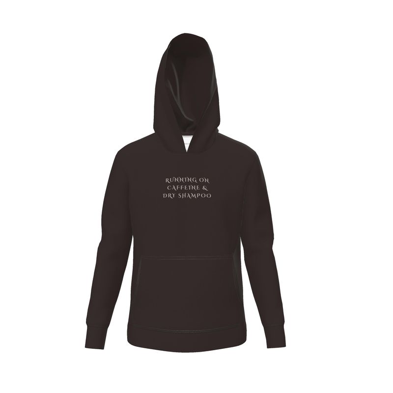 Funny Running On Caffeine & Dry Shampoo Hoodie for Moms & Coffee Lovers