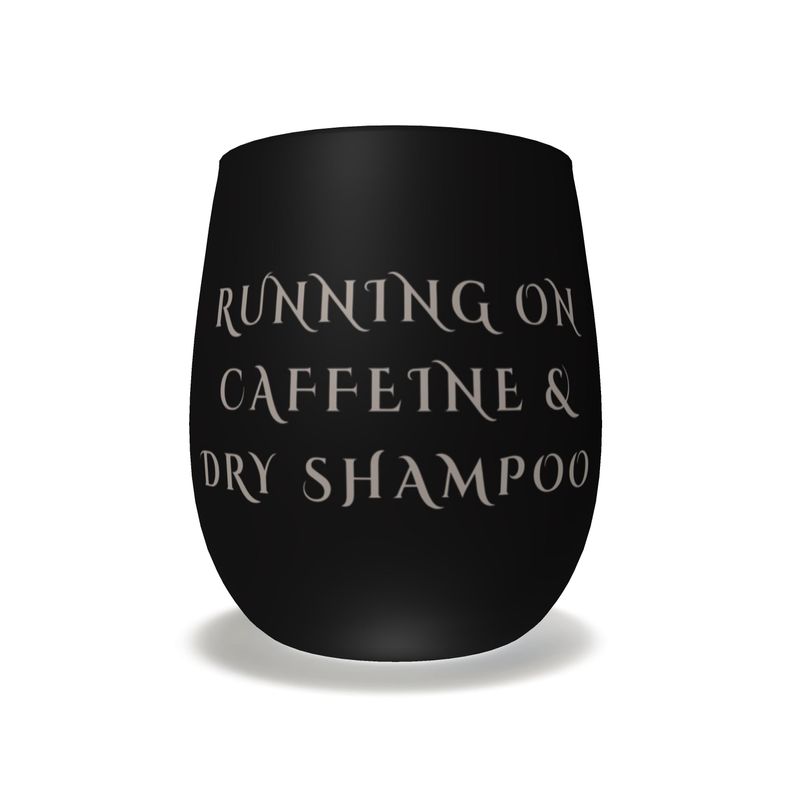 Funny Running on Caffeine & Dry Shampoo Glass - Perfect for Coffee Lovers