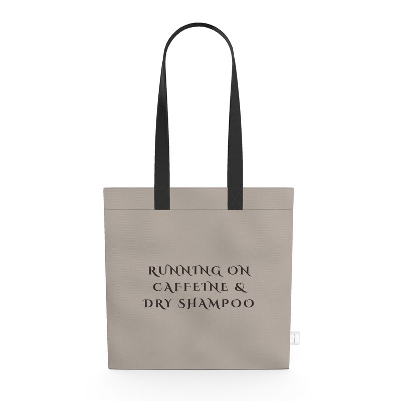 Funny Running on Caffeine & Dry Shampoo Tote Bag | Perfect Gift for Coffee Addicts