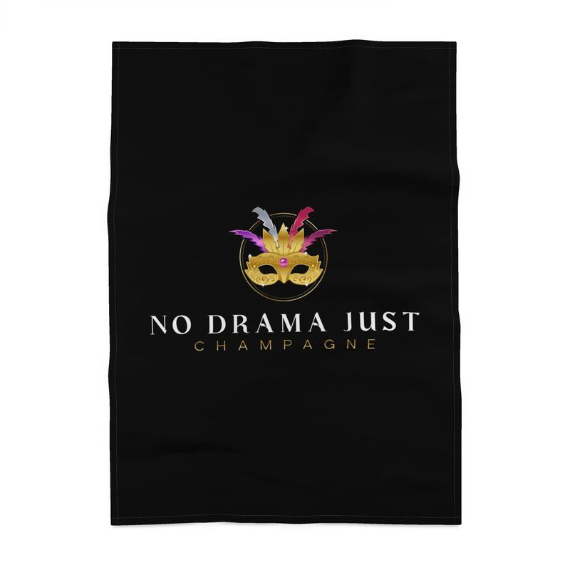 No Drama Just Champagne - Fun Black Tea Towel for Wine Lovers
