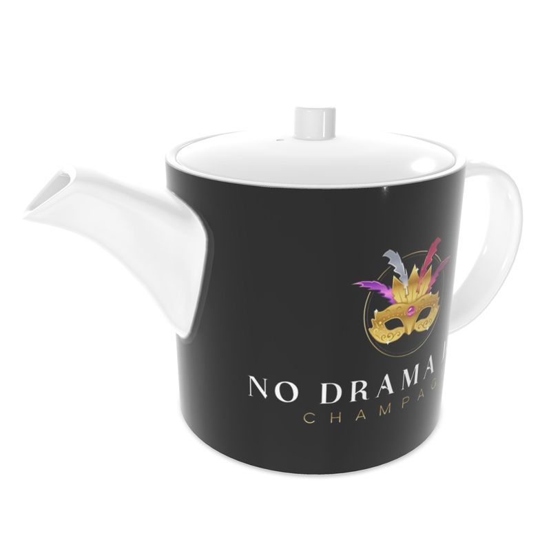 Chic Black Bone China Tea Pot - No Drama Just Champagne Design