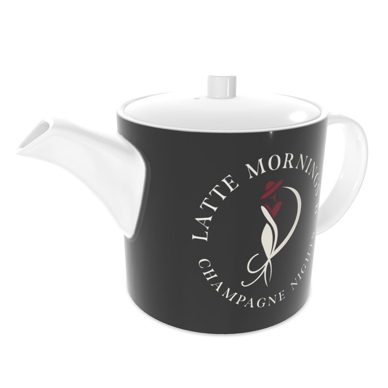 Latte Mornings & Champagne Nights Black Bone China Teapot