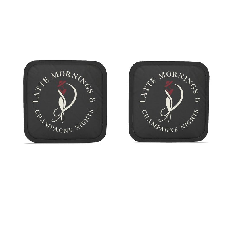 Latte Mornings & Champagne Nights: Set of 2 Pot Grabs
