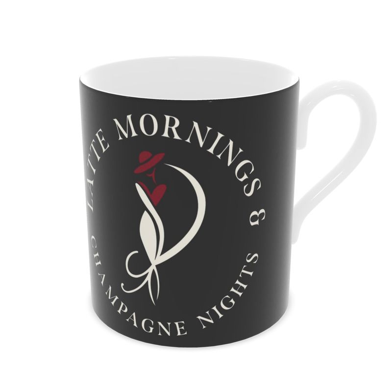 Latte Mornings & Champagne Nights Bone China Mug - Stylish Coffee & Tea Cup