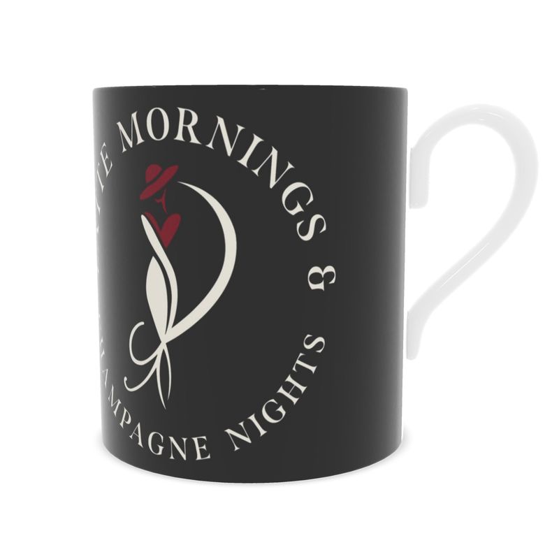 Latte Mornings & Champagne Nights Bone China Mug - Stylish Coffee & Tea Cup