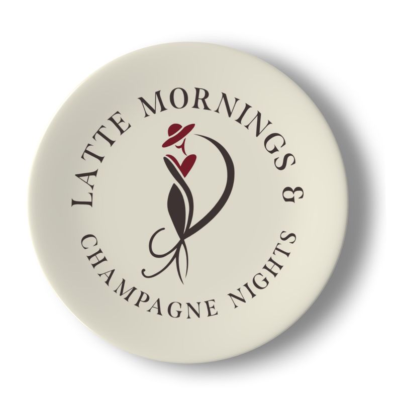 Latte Mornings & Champagne Nights: Set of 2 Elegant Bone China Plates