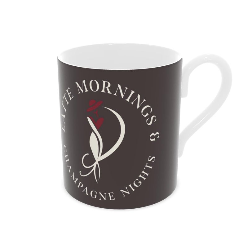 Chic Bone China Mug - Latte Mornings & Champagne Nights Design for Every Occasion