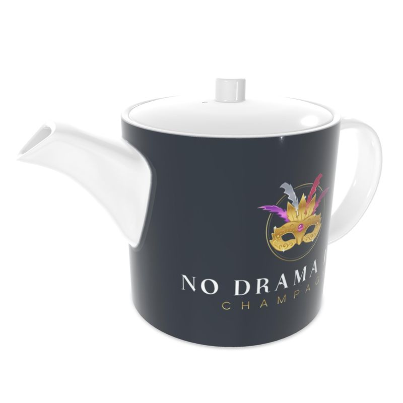 Stylish No Drama Just Champagne Bone China Tea Pot - Gift for Tea Enthusiasts