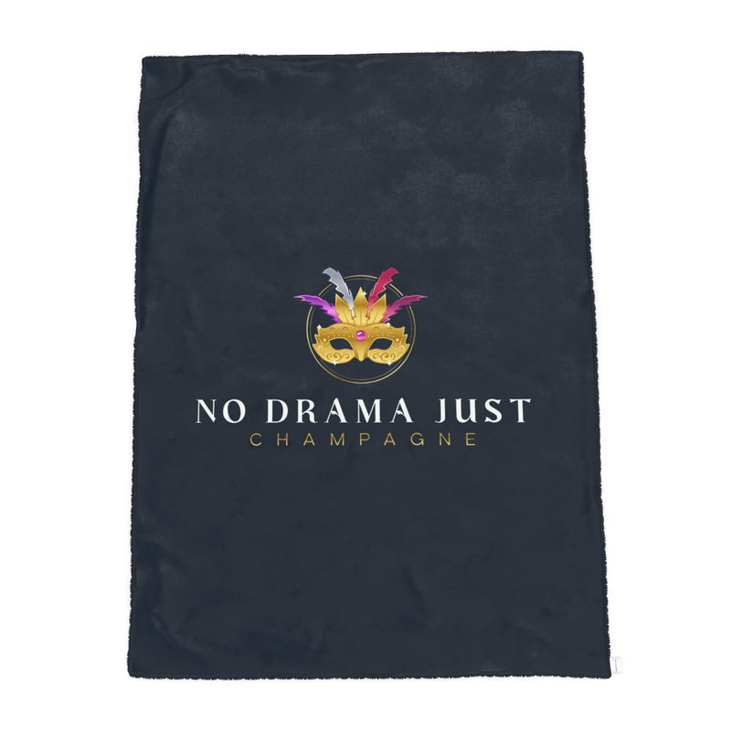 Luxury Navy Velvet Sherpa Blanket - No Drama Just Champagne Vibes