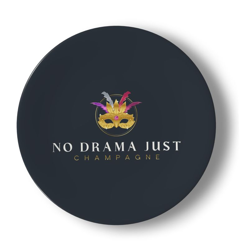 No Drama Just Champagne - Navy Bone China Plate Set of 2