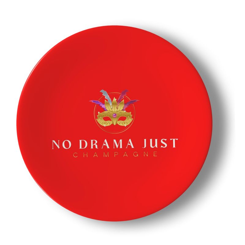 Elegant Set of 2 Bone China Plates - No Drama Just Champagne