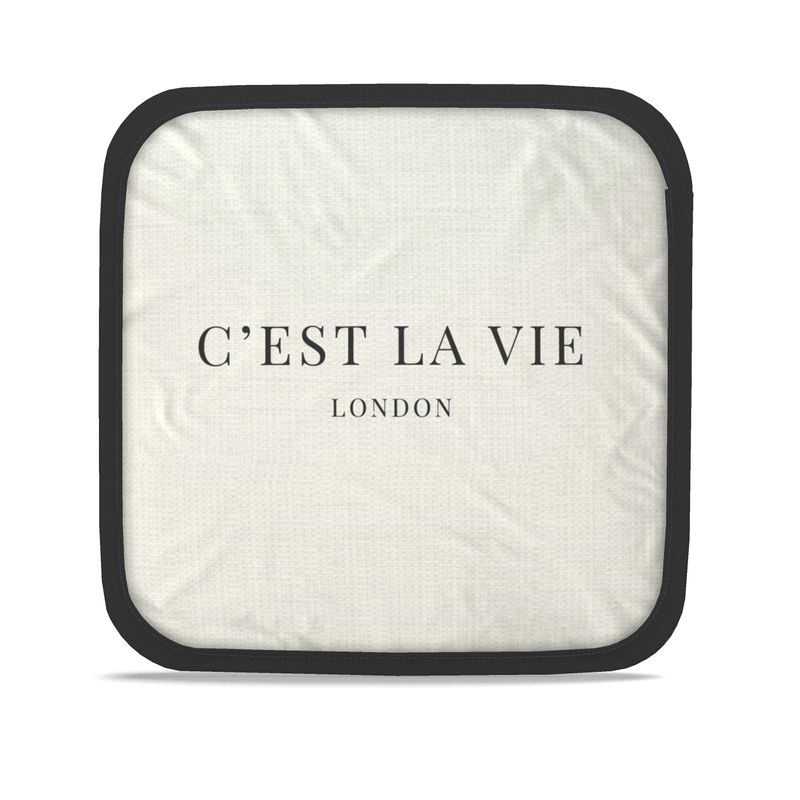 Set of 2 C'EST LA VIE Pot Grabs - Cream & Black Kitchen Essentials