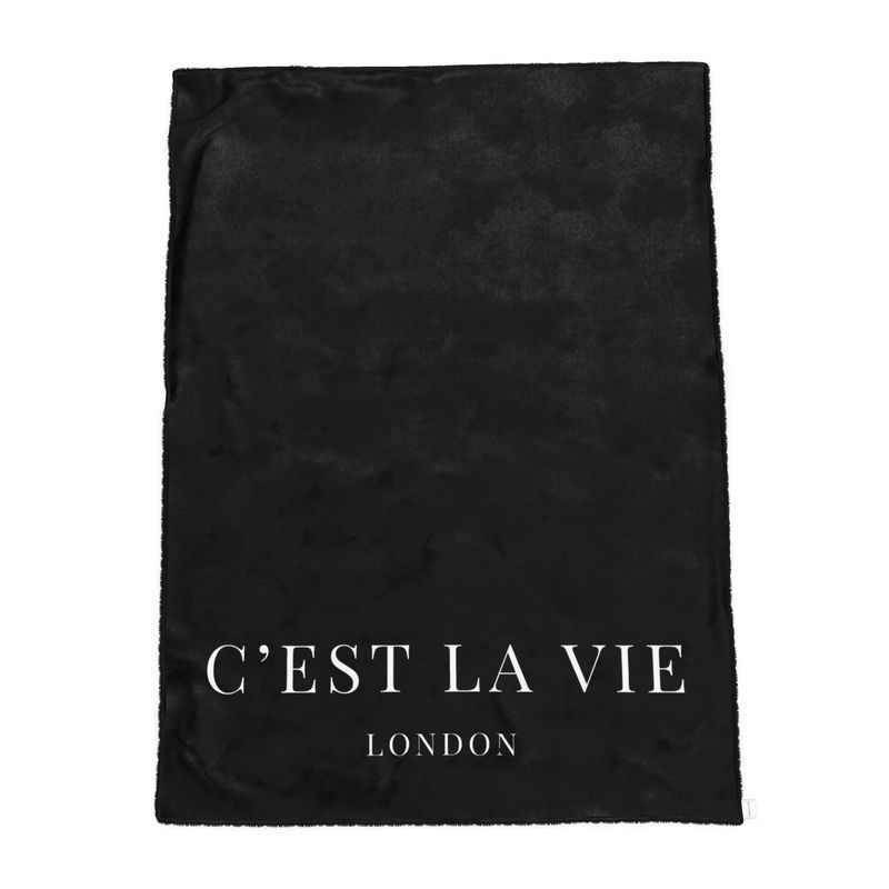 Luxury C'EST LA VIE Black Sherpa Throw - Soft & Stylish Blanket