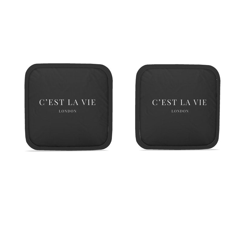 C'EST LA VIE Black Pot Grabs | Set of 2 - Chic and Functional
