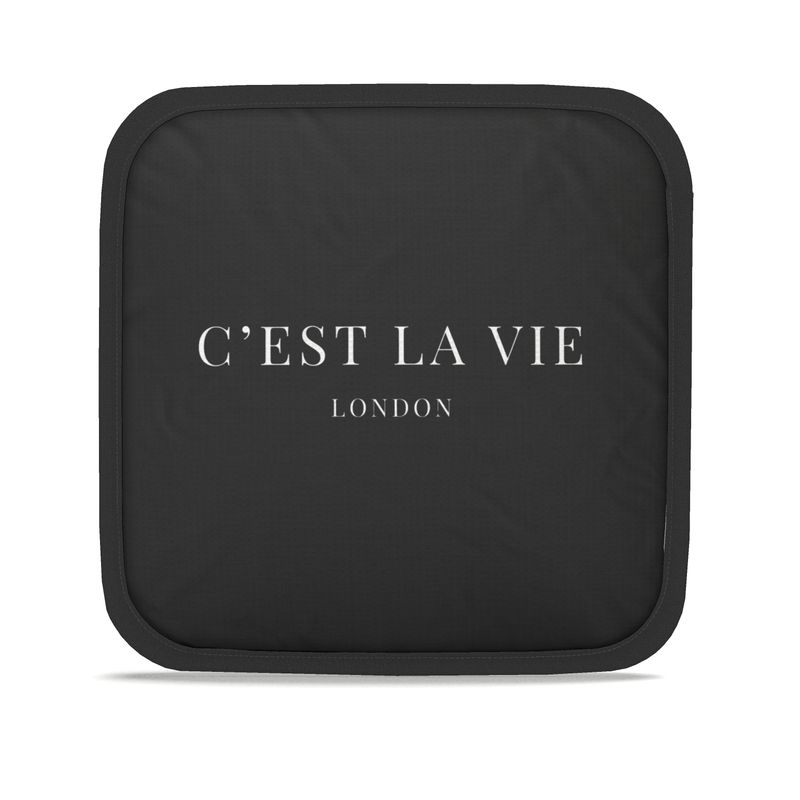 C'EST LA VIE Black Pot Grabs | Set of 2 - Chic and Functional