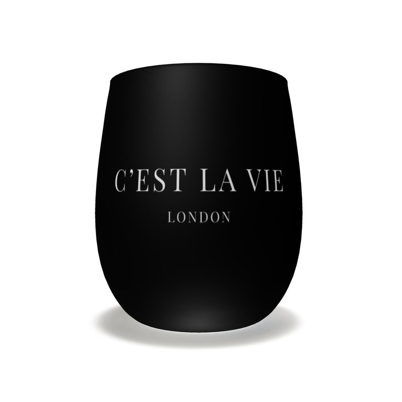 Stylish C'EST LA VIE Black Crystal Glass for Water & Cocktails