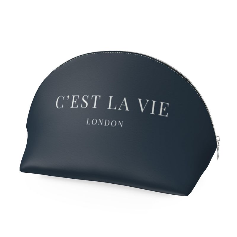 Navy Make Up Bag - C'EST LA VIE Inspirational Cosmetic Case