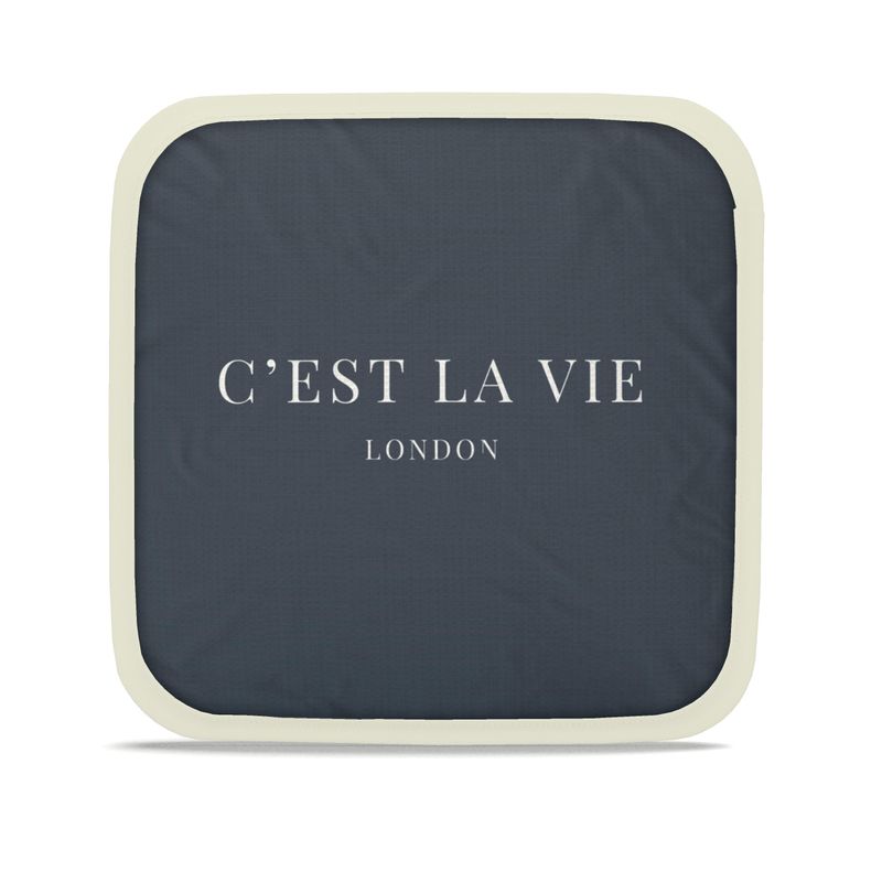 C'EST LA VIE Navy Pot Grabs - Set of 2 Stylish Kitchen Mitts