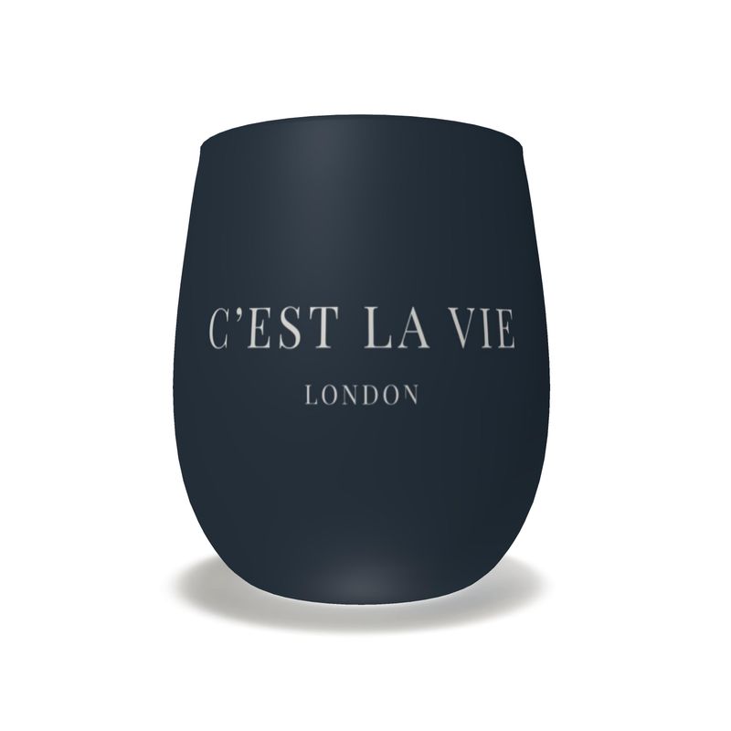 C'EST LA VIE Navy Crystal Water Glass - Elegant Drinkware