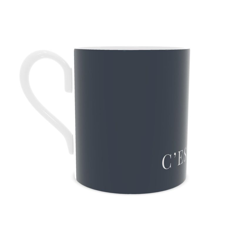 Navy C'EST LA VIE Fine Bone China Mug – Chic Gift for Her
