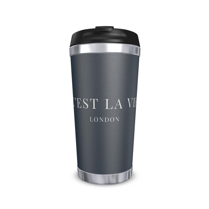 C'EST LA VIE Insulated Navy Water Bottle | Trendy Travel Companion