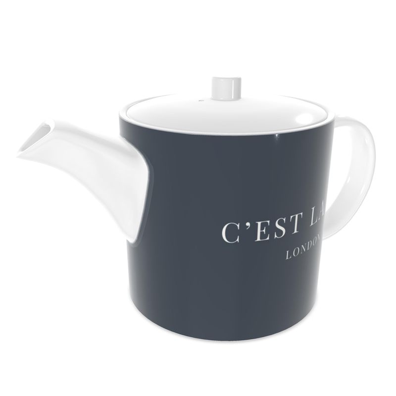 C'EST LA VIE Navy Bone China Tea Pot - Elegant French-Inspired Design