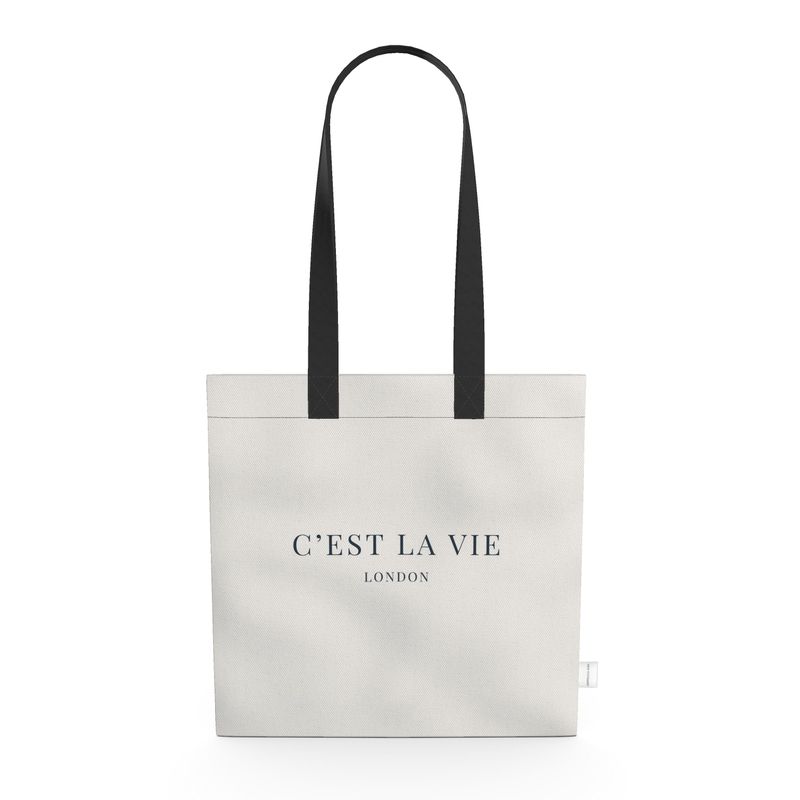 Elegant C'EST LA VIE Cream Tote Bag - Sustainable Fashion Accessory