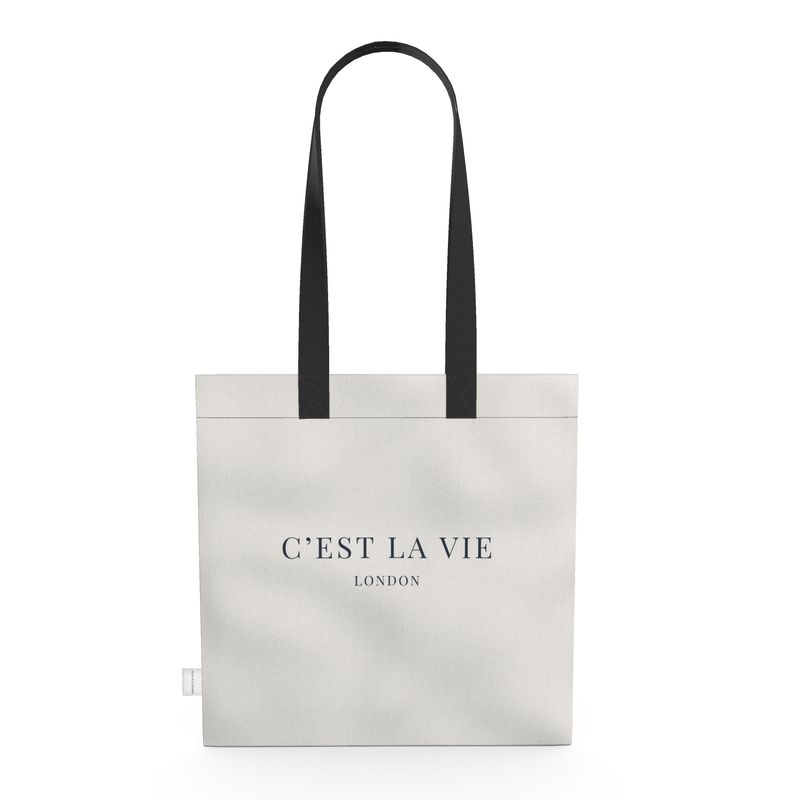 Elegant C'EST LA VIE Cream Tote Bag - Sustainable Fashion Accessory