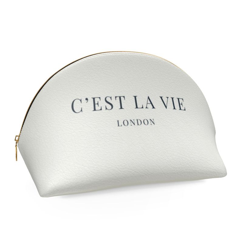 C'EST LA VIE Cream Makeup Bag - Chic Cosmetic Pouch