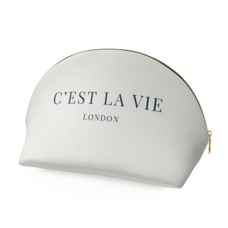 C'EST LA VIE Cream Makeup Bag - Chic Cosmetic Pouch