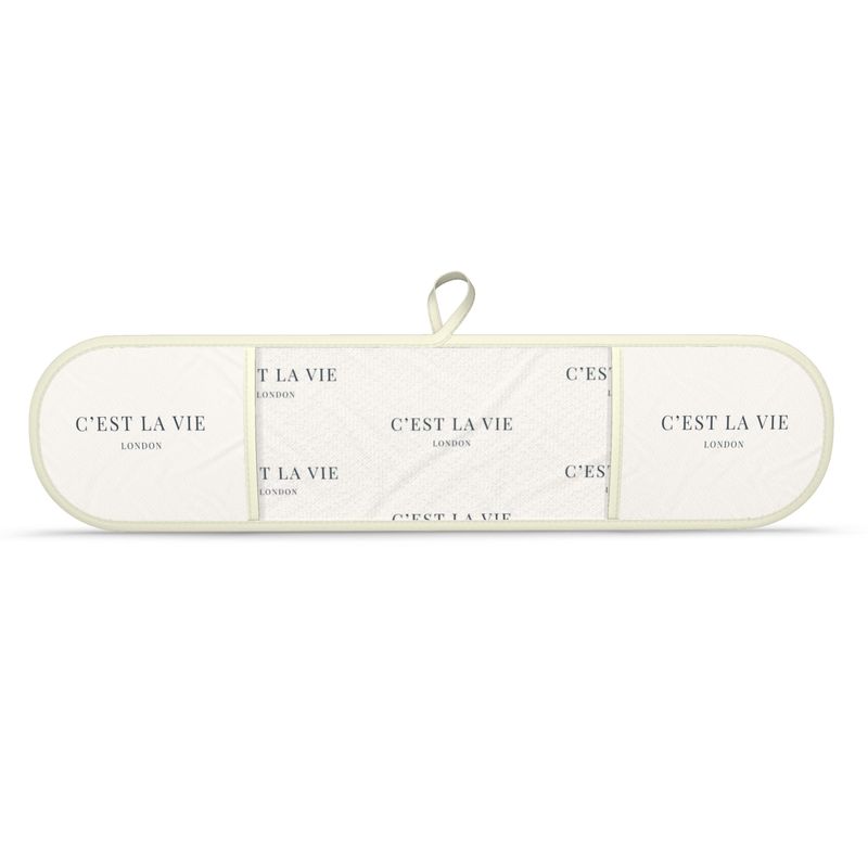 C'EST LA VIE Cream & Navy Oven Gloves - Stylish Kitchen Gift