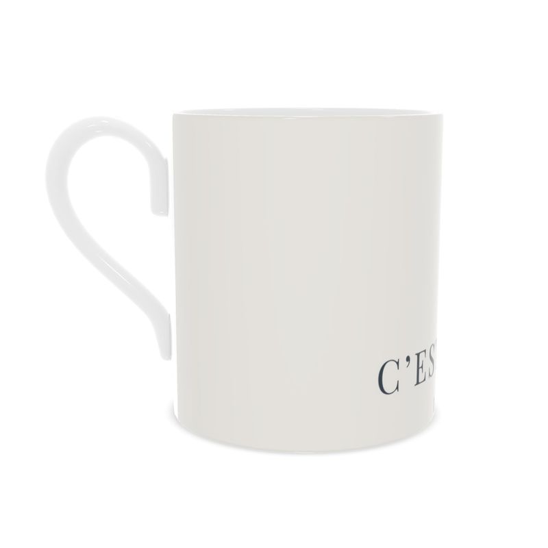 C'EST LA VIE Fine Bone China Cream Mug - Unique Home Decor Accent