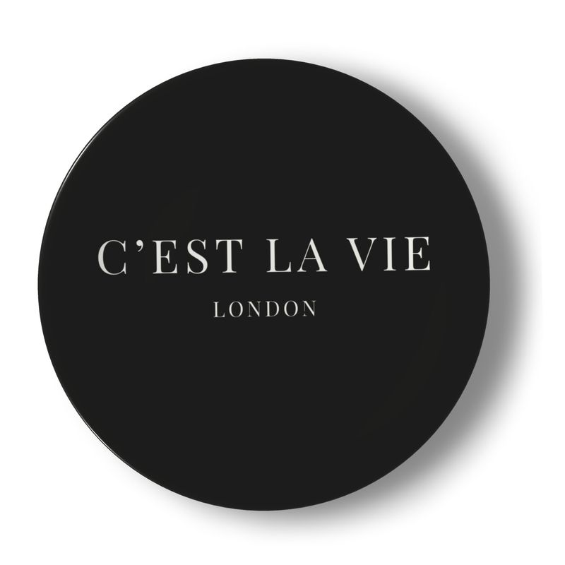 C'EST LA VIE Black Bone China Plate Set of Two | Elegant Dining Decor