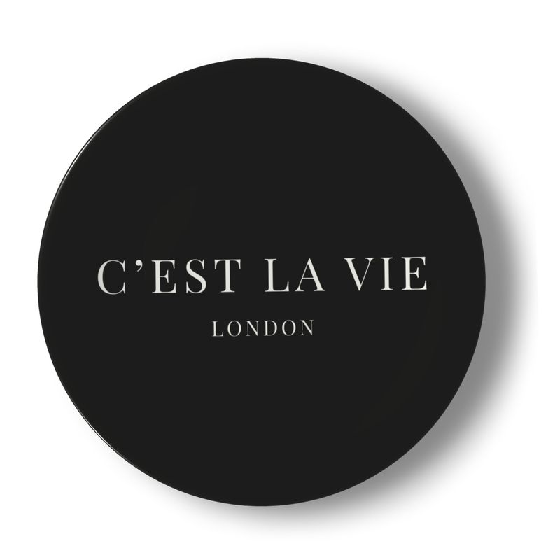 C'EST LA VIE Black Bone China Plate Set of Two | Elegant Dining Decor