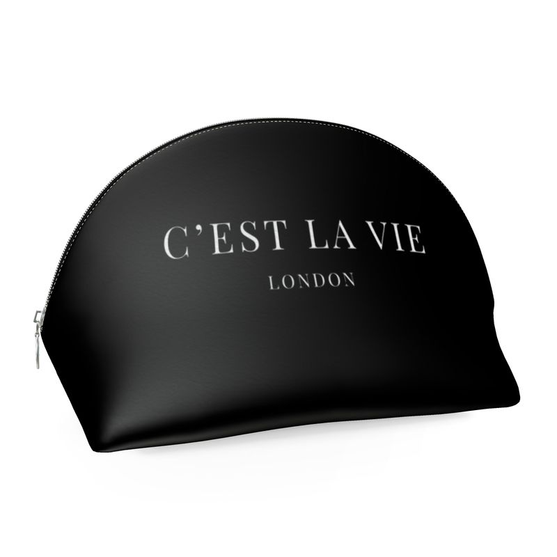 C'EST LA VIE Black Makeup Bag - Chic Cosmetic Organiser