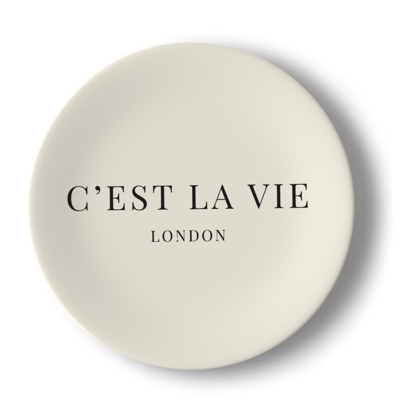 C'EST LA VIE Cream Set of Two Bone China Plates - Elegant Dinnerware