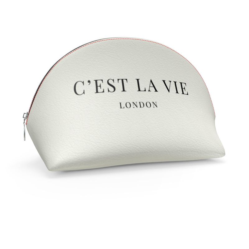 C'EST LA VIE Cream Makeup Bag - Trendy Cosmetic Pouch