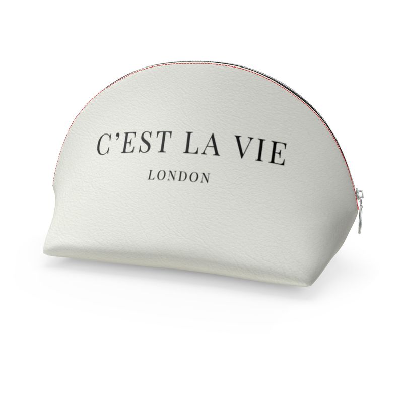 C'EST LA VIE Cream Makeup Bag - Trendy Cosmetic Pouch