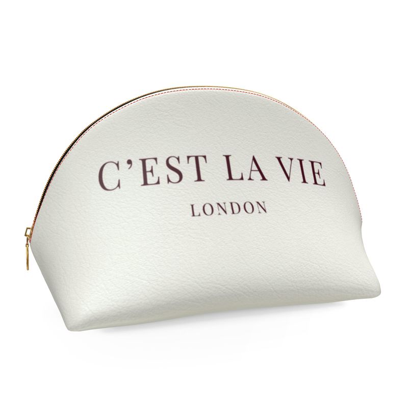 Elegant C'EST LA VIE Cream Makeup Bag for Beauty Lovers