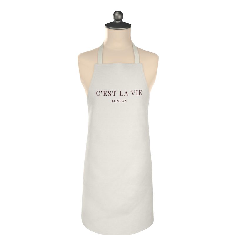C'EST LA VIE Cream Apron for Cooking - Stylish Kitchen Wear