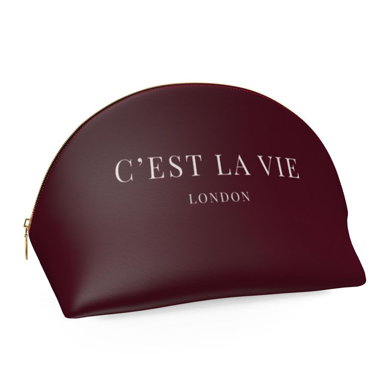 C'EST LA VIE Makeup Bag in Burgundy - Perfect Gift for Makeup Lovers