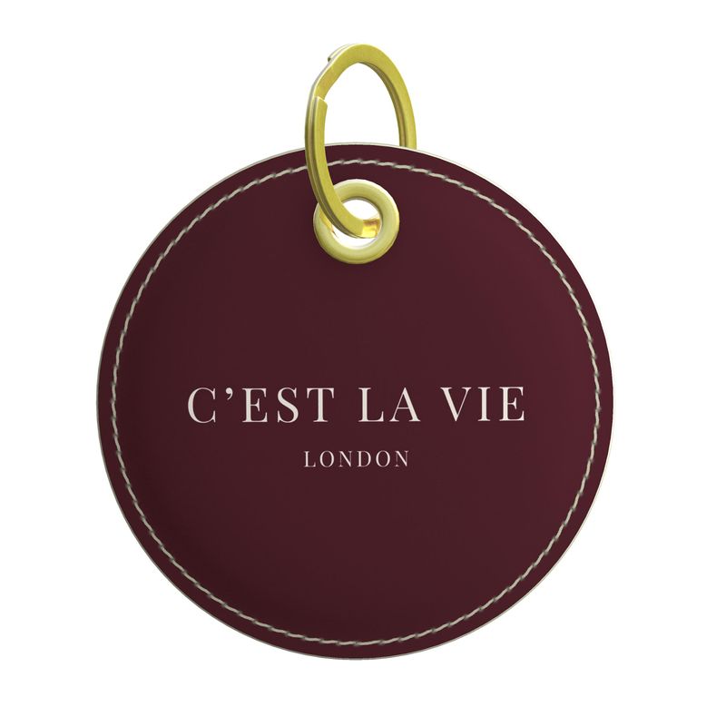 C'EST LA VIE Burgundy Key Ring | Stylish Leather Accessory