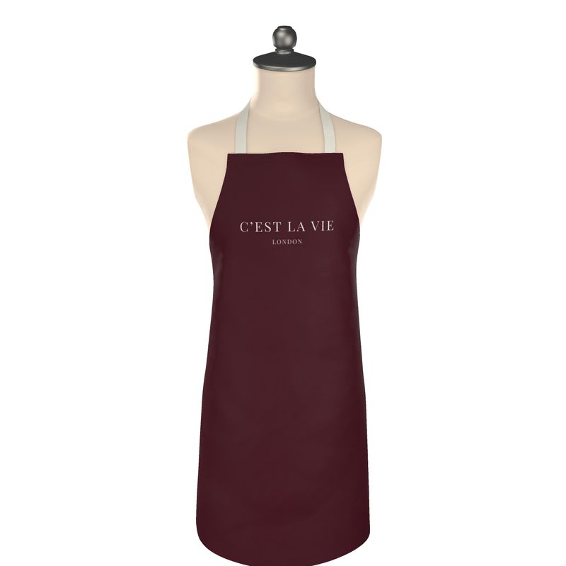 Chic C'EST LA VIE Burgundy Apron - Perfect for Cooking and Baking