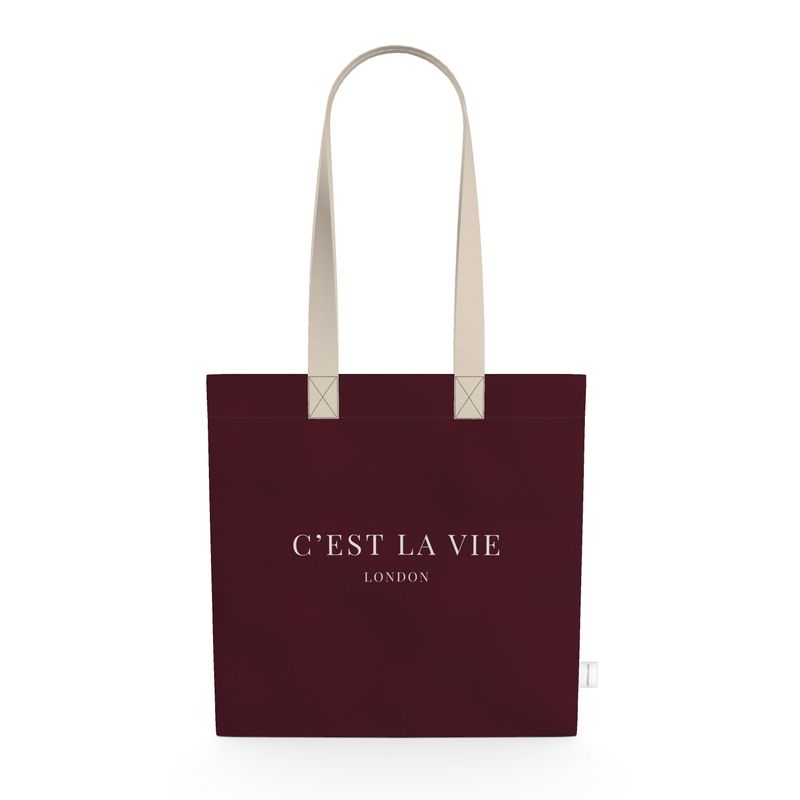 Chic C'EST LA VIE Burgundy Tote Bag for Daily Use