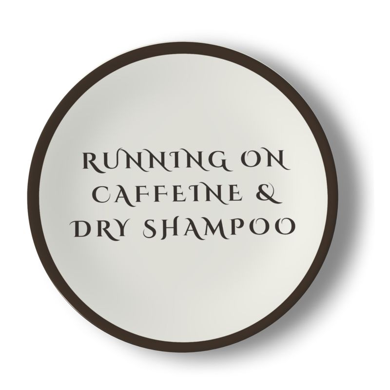 Bone China Plates Set: Running On Caffeine & Dry Shampoo Duo